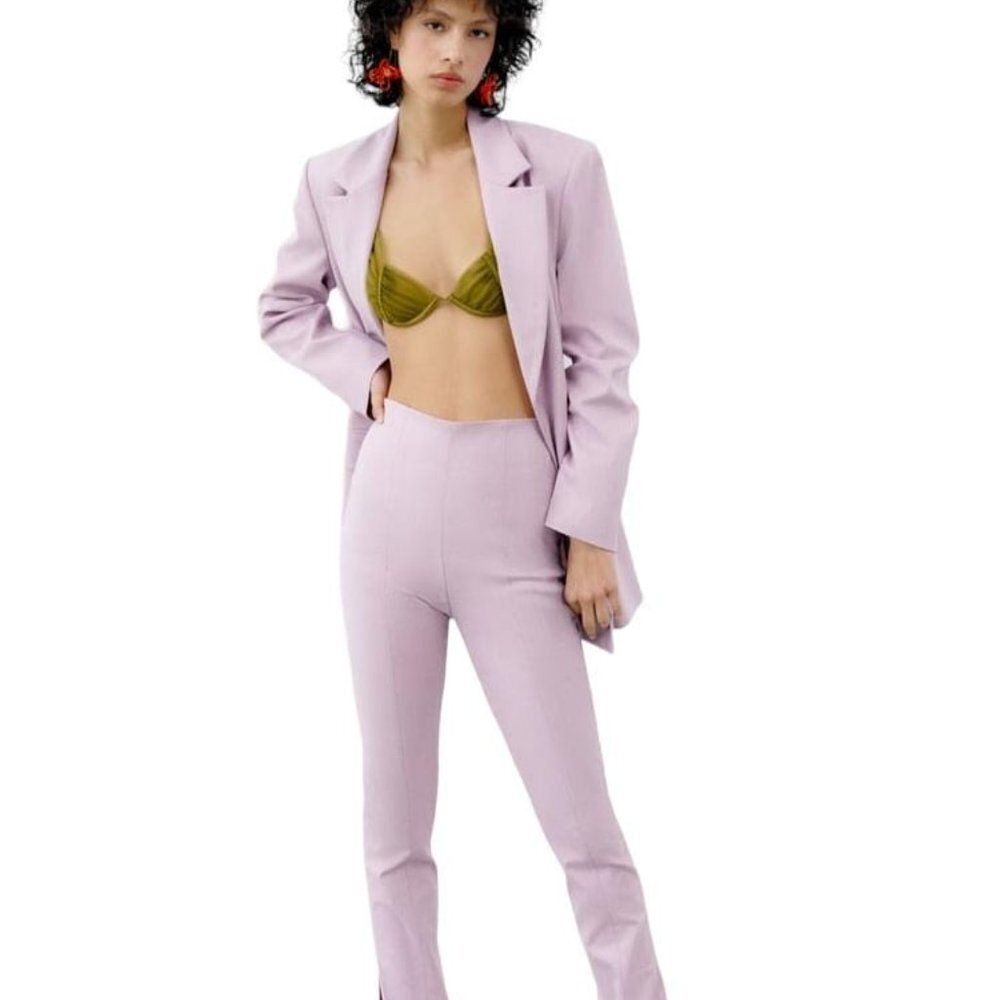 ZARA FLAT PANTS WITH SLITS LILAC SIZE M  | 2432/742/629 - Picture 3 of 4